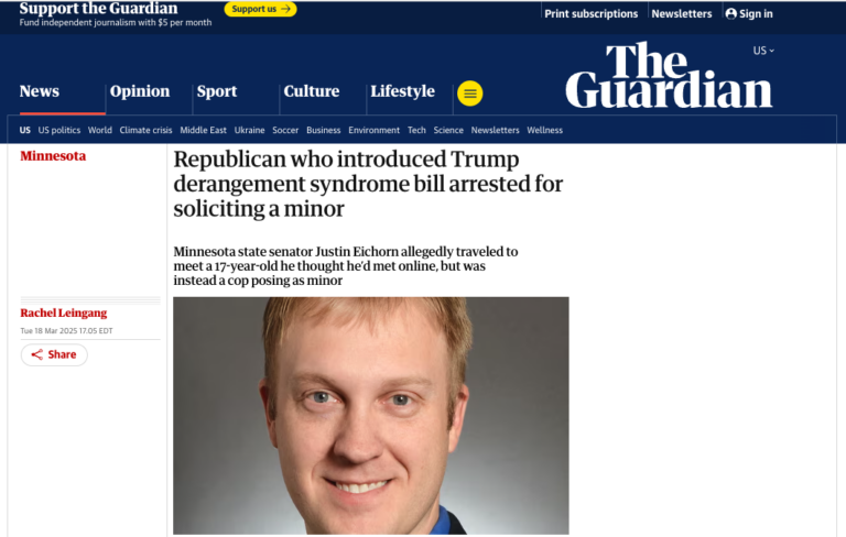Senator Justin Eichorn arrested for soliciting sex from a minor.